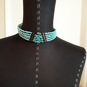 Turquoise Beaded Choker Necklace